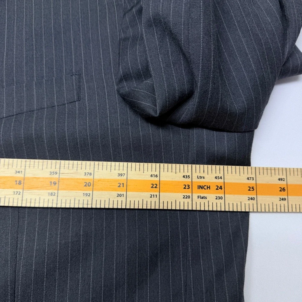 Jones New York 100% Wool Pinstripe Blazer Charcoal Grey Suit Jacket RN